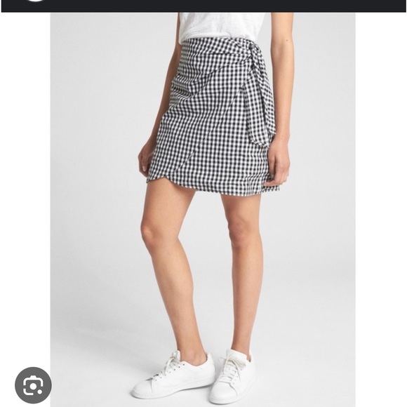 Gap Gingham Mini Wrap Sz 14 Tall - Picture 2 of 8